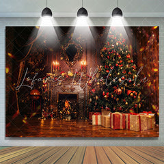 Lofaris Christmas Tree Fireplace Vintage Photo Backdrop