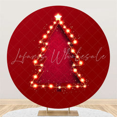 Lofaris Christmas Tree Simple Red Light Circle Backdrop