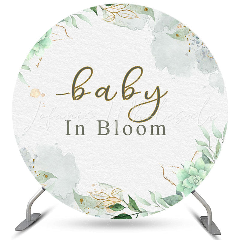 Lofaris Circle Baby In Bloom Flower Green Backdrop For Shower