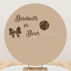 Lofaris Circle Baseball Or Bow Brown Gender Reveal Backdrop