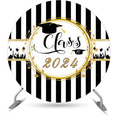 Lofaris Circle Black White Stripe Simple Graduation Backdrop