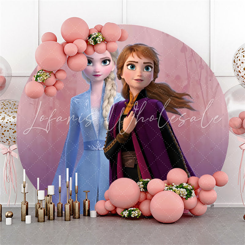 Lofaris Circle Cartoon Princess Happy Girls Birthday Backdrop