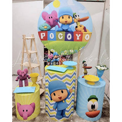 Lofaris Circle Cartoon Sky Animals Birthday Party Bsckdrop Kit