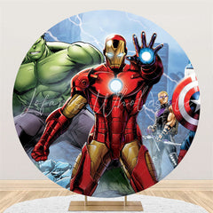 Lofaris Circle Cartoon Super Hero Boys Birthday Party Backdrop