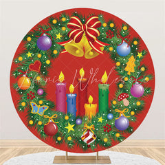 Lofaris Circle Christmas Wreath Red Backdrop For Day