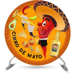 Lofaris Circle Cinco Mayo Cute Chili Mexican Fiesta Backdrop