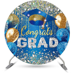 Lofaris Circle Glitter Diamond Blue Graduation Party Backdrop