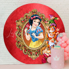 Lofaris Circle Glitter Princess And Dwarf Birthday Backdrop