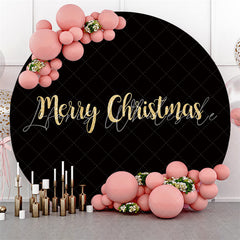 Lofaris Circle Gold Glitter Black Merry Christmas Backdrop