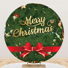 Lofaris Circle Green Christmas Tree Happy Holiday Backdrop