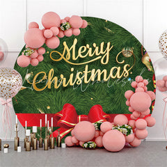 Lofaris Circle Green Christmas Tree Happy Holiday Backdrop