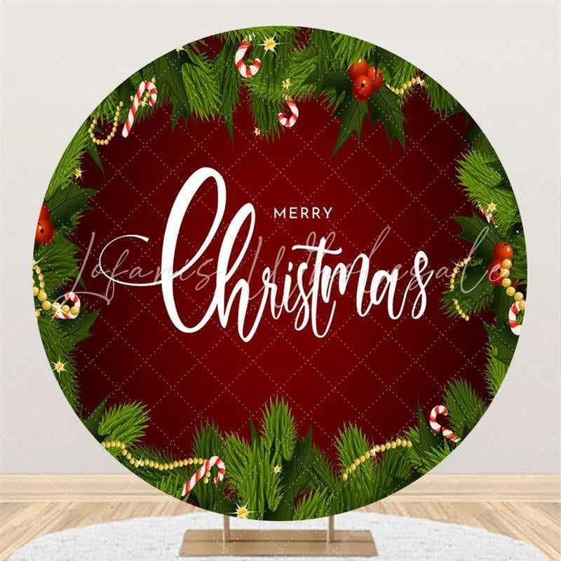 Lofaris Circle Green Leaves Merry Chrismas Backdrop For Party