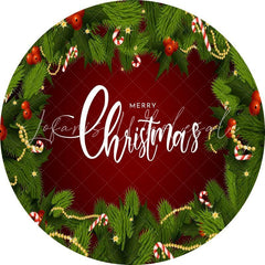 Lofaris Circle Green Leaves Merry Chrismas Backdrop For Party