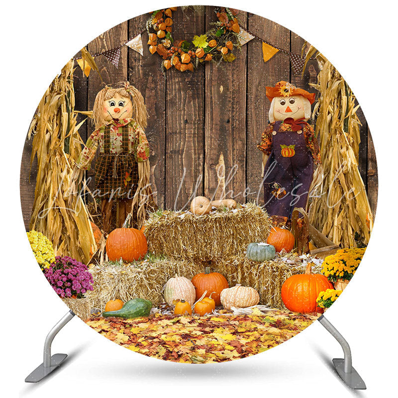 Lofaris Circle Happy Halloween Pumpkin Theme Autumn Backdrop