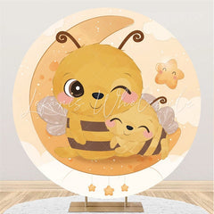 Lofaris Circle Little Bee And Moo Star Round Baby Shower Backdrop