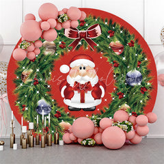 Lofaris Circle Little Santa Claus Round Red Christmas Backdrop