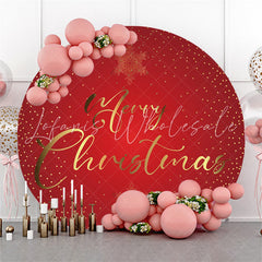 Lofaris Circle Navy Red And Gold Merry Christmas Backdrops