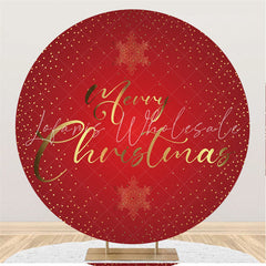 Lofaris Circle Navy Red And Gold Merry Christmas Backdrops