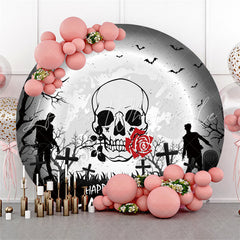 Lofaris Circle Night Skull Graveyard Zombie Halloween Backdrop