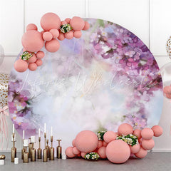 Lofaris Circle Pink Floral Aperture Happy Birthday Backdrop