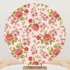 Lofaris Circle Pink Flower Happy Birthday Backdrop For Girl