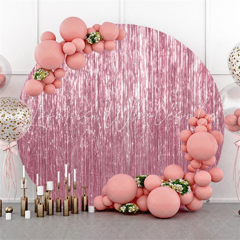 Lofaris Circle Pink Glitter Party Round Backdrops for Wedding