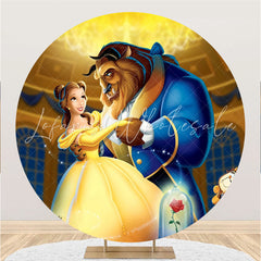 Lofaris Circle Princess And Beast Round Birthday Backdrops