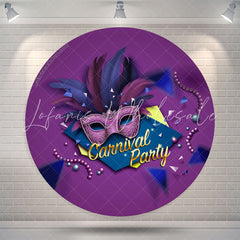 Lofaris Circle Purple Feather Mask Carnival Party Backdrop