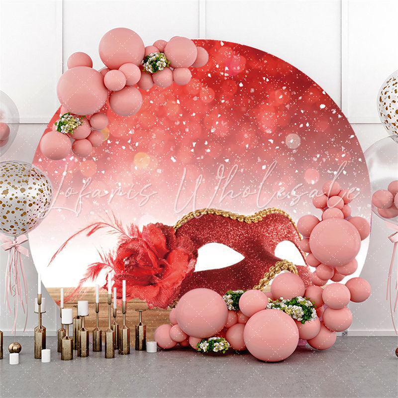 Lofaris Circle Red Bokeh Glitter Masquerade Party Backdrop