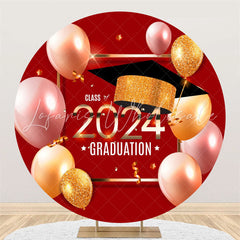 Lofaris Circle Red Glitter Balloons Backdrop For Graduation