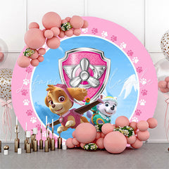 Lofaris Circle Skye Dogs And Blue Sky Pink Birthday Backdrop Kit