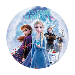 Lofaris Circle Winter Snowmoutain Cartoon Film Birthday Backdrop