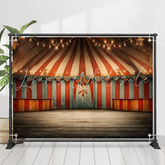 Lofaris Circus Mill Tent Red Stripes Light Birthday Backdrop