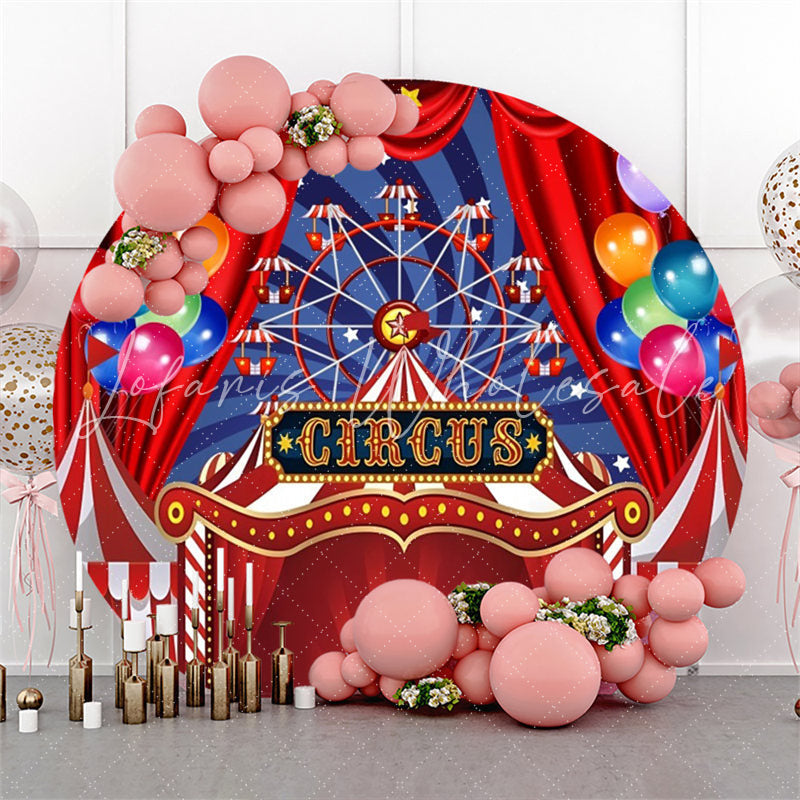 Lofaris Circus Red Balloons Ferris Wheel Circle Backdrop