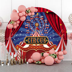 Lofaris Circus Red Curtain Ferris Wheel Circle Backdrop