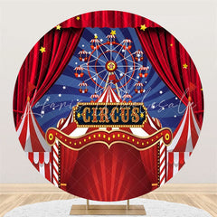 Lofaris Circus Red Curtain Ferris Wheel Circle Backdrop