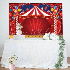 Lofaris Circus Red Tents Stars Carnival Birthday Backdrop