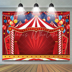 Lofaris Circus Red Tents Stars Carnival Birthday Backdrop