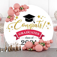 Lofaris Class 2024 Golden Congrats Round Graduation Backdrop