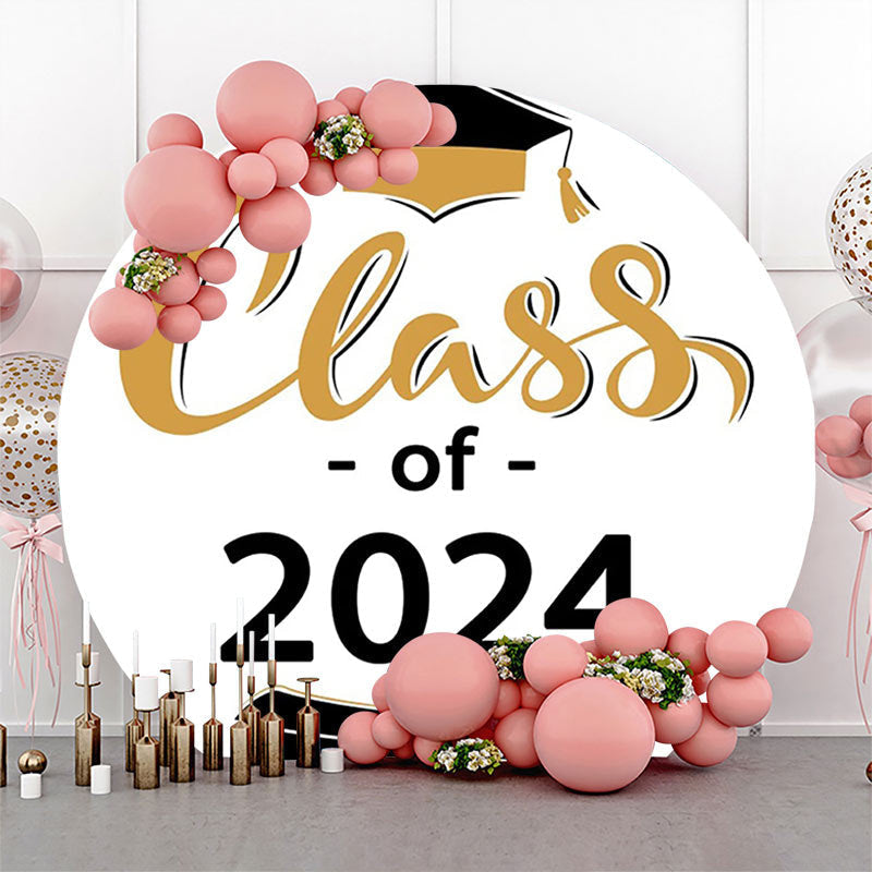 Lofaris Class Of 2024 Bachelor Cap White Round Grad Backdrop