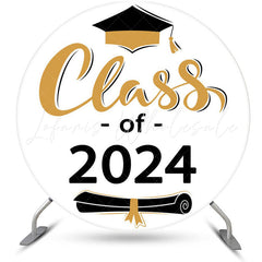 Lofaris Class of 2024 White Wall Round Graduation Backdrop