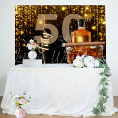 Lofaris Classic Black Gold Cheers To 50 Birthday Backdrop