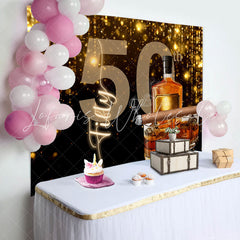 Lofaris Classic Black Gold Cheers To 50 Birthday Backdrop