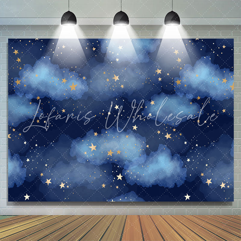 Lofaris Cloud And Stars Blue Backdrop for Birthday Party