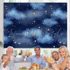 Lofaris Cloud And Stars Blue Backdrop for Birthday Party