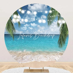 Lofaris Coastal Sandy Beach Leaves Round Summer Backdrop