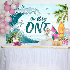 Lofaris Coconut Palm Surfing Spindrift 1st Birthday Backdrop