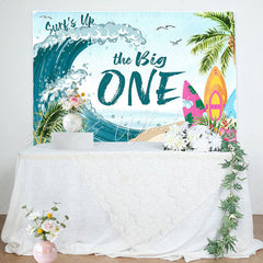 Lofaris Coconut Palm Surfing Spindrift 1st Birthday Backdrop