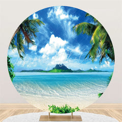 Lofaris Coconut Tree Beach Theme Round Backdrop For Holiday