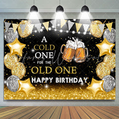 Lofaris Cold For Old One Gold Sparkling Cheers Birthday Backdrop